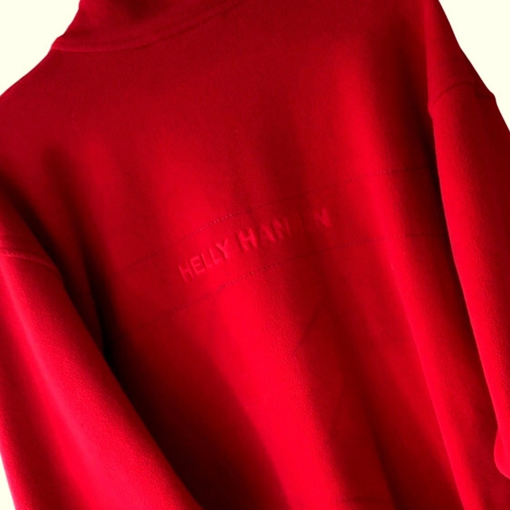 Helly Hansen Mens XL Red Fleece Full Zip Jacket Mock Neck‎ Logo Outdoor Hiking - Picture 2 of 10